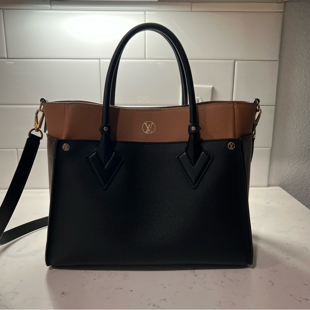 Louis Vuitton Black and Tan Leather Top-Handle Bag - Picture 5 of 11